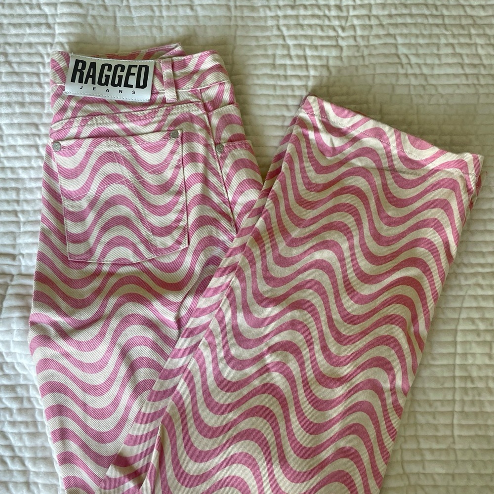 The Ragged Priest Pink and Cream High Rise Jeans